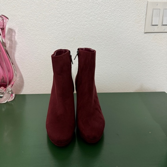 Calvin Klein Uda Wine Red Suede Ankle Platform Boot - Picture 9 of 13